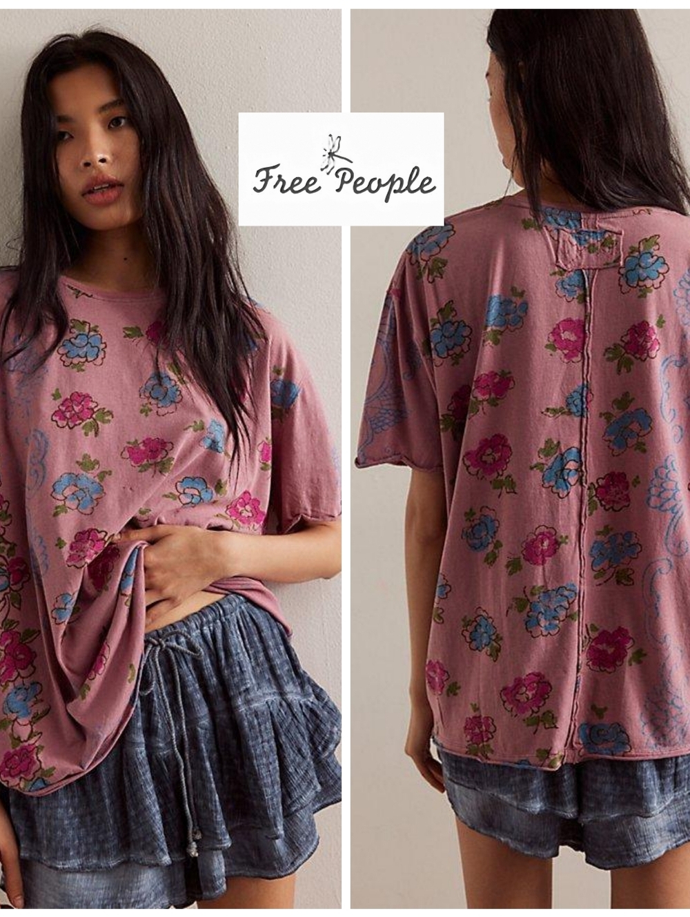 NWT Free People Pink Boheme Tee